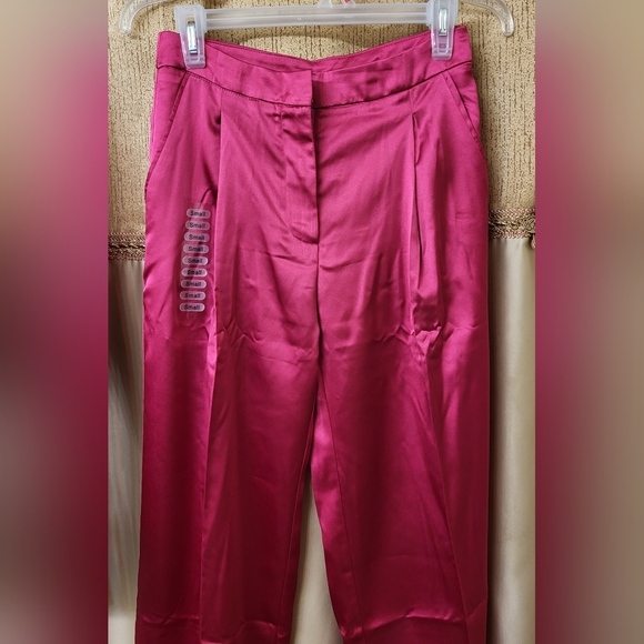 Lucyparis fuchsia satin double-breasted jacket & pant suit women's size Small. - Picture 6 of 16
